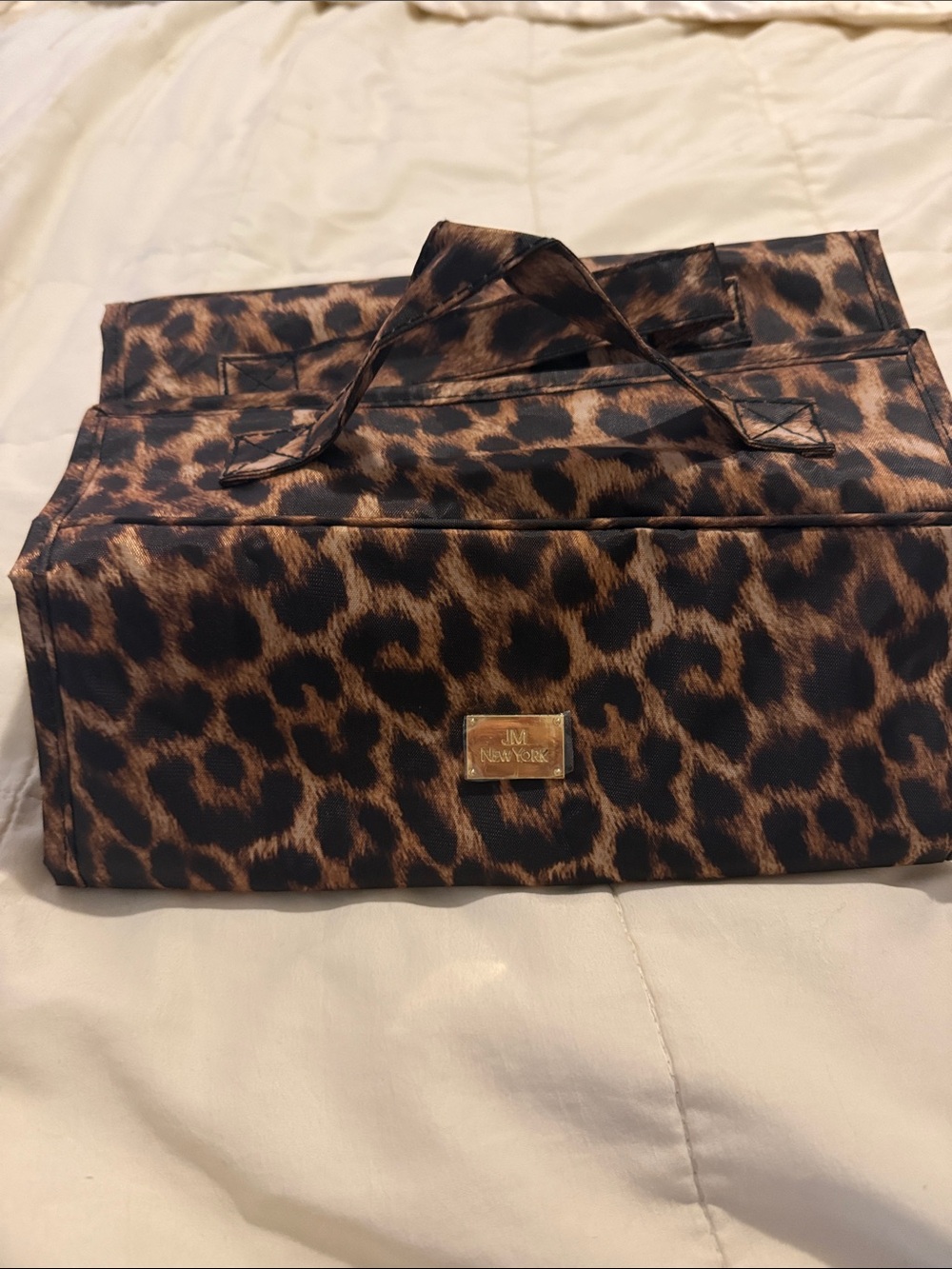 JM Collection Leopard-Print Cosmetic Case in Brown & Black